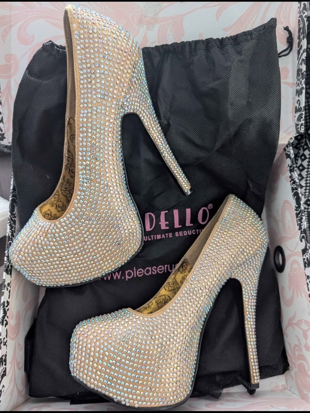 Bordello Pleaser Rhinestone Encrusted Platform Stilettos